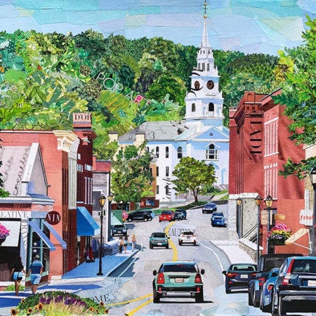 Collage of Middlebury VT by Boston artist Betsy Silverman