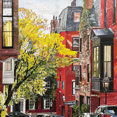 Collage of Beacon Hill by artist Betsy Silverman
