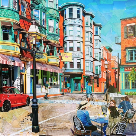 Boston's North End, collage by Boston artist Betsy Silverman