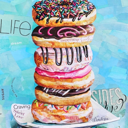 collage of stack of donuts by artist Betsy Silverman