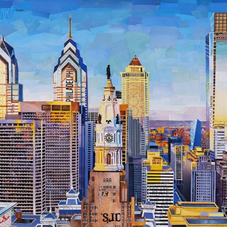 Philadelphia skyline, collage by Betsy Silverman, beautiful cityscape